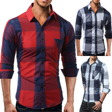 Load image into Gallery viewer, Men Casual Full Sleeve Plaid Cotton Shirts