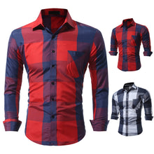 Load image into Gallery viewer, Men Casual Full Sleeve Plaid Cotton Shirts