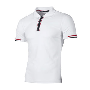 Men Slim Casual Cotton Solid Short Sleeve Polos