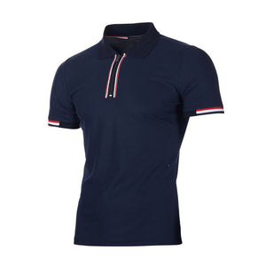 Men Slim Casual Cotton Solid Short Sleeve Polos